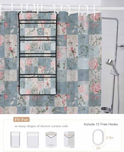 ZFUNCING Mesh Shower Curtain Organizer Set for the Bathroom