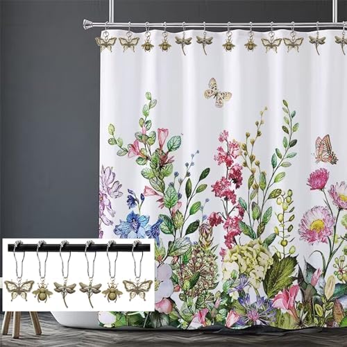 12Pcs Dragonfly Butterfly Bee Shower Curtain Hooks