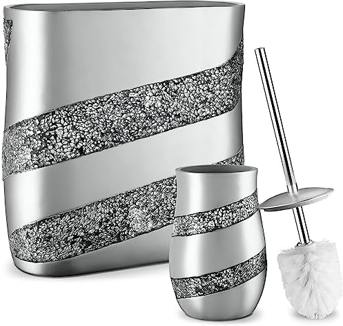 Elegant Silver Mosaic Toilet Brush Set Creative Scents