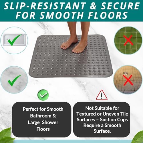 ENKOSI Extra Large Square Non Slip Shower Mat 31x31 Inch