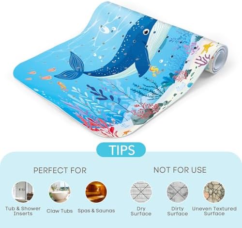 Baby Bath Mat Non Slip 40 X 16 Inch Whale