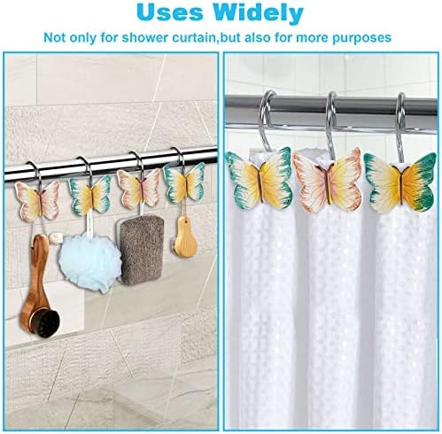 AGPTEK 12PCS Butterfly Decorative Resin Hooks for Shower Curtain