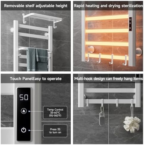 Electric Towel Warmer with Timer and Top Shelf