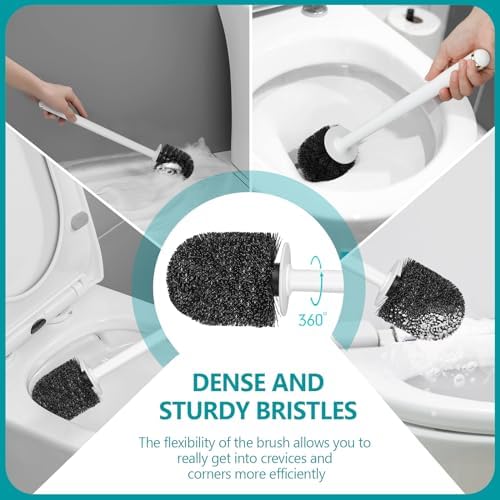 Gold Toilet Brush Set and Gray Holder Ventilated Drip-Proof Bathroom Accessory