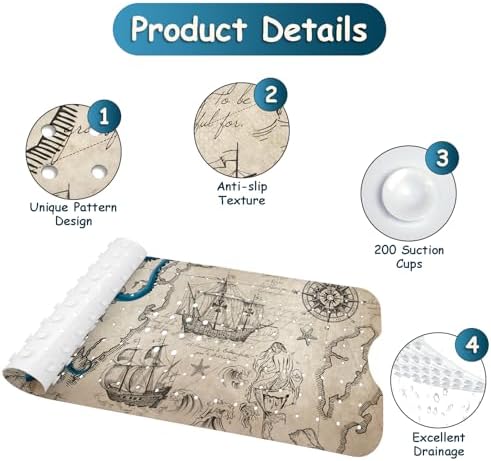 Bathtub Mat Non-Slip Octopus Extra Long