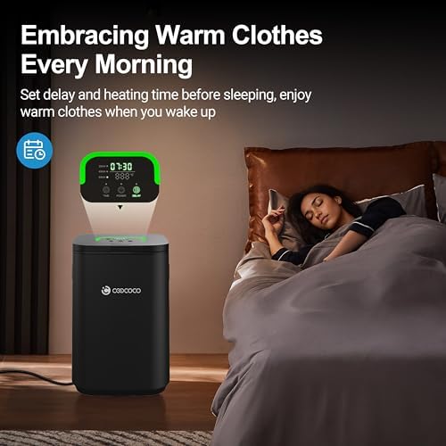 Big Towel Warmer ChildSafe 24H Delay Timer Black ABS LED Display
