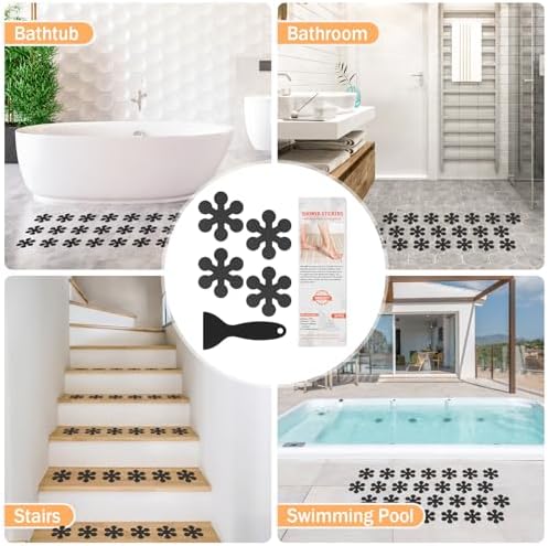 24 piece snowflake non-slip bathtub stickers for safe bathroom use