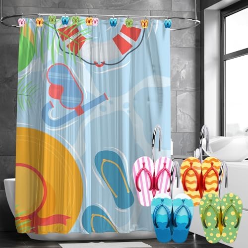 Whaline Summer Beach Flip Flop Shower Curtain Hooks
