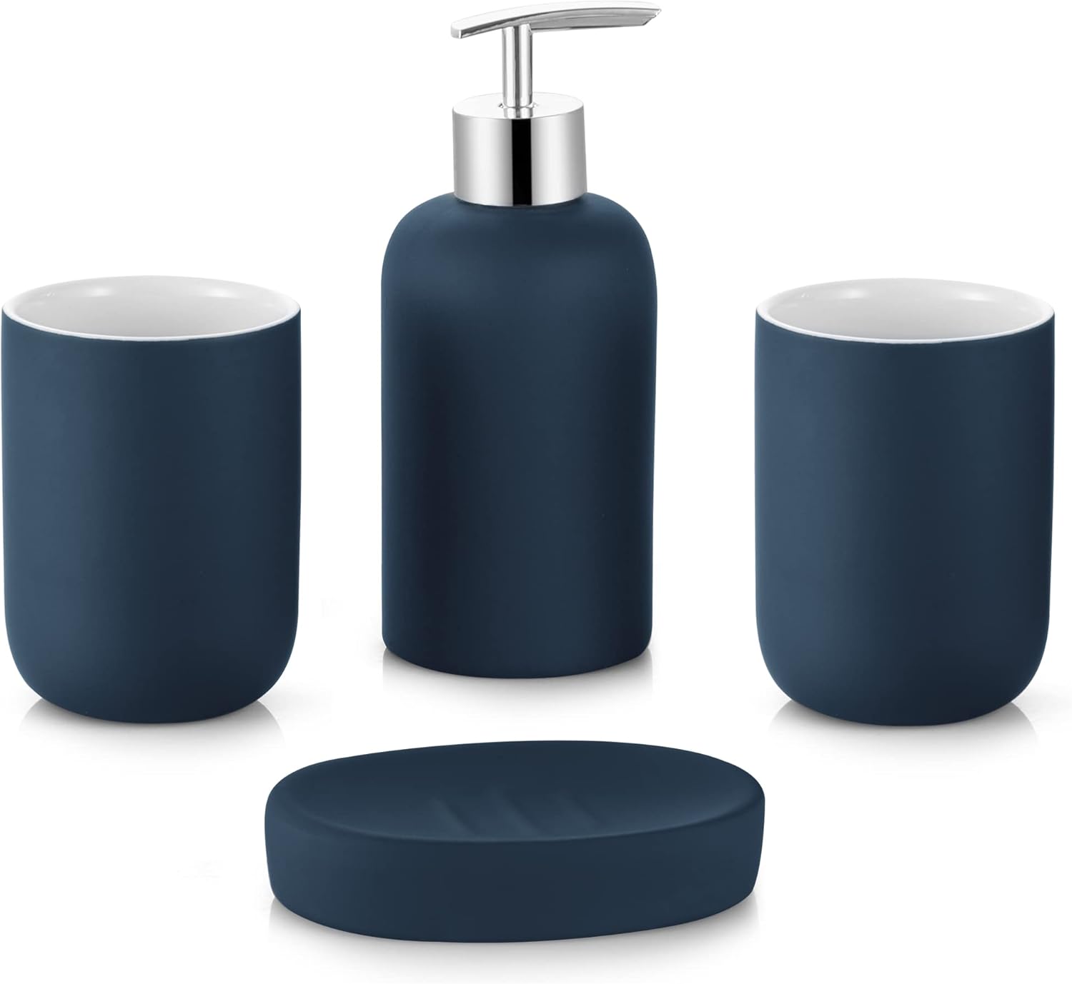 Blue Ceramic Bathroom Accessory Set 4 Pieces