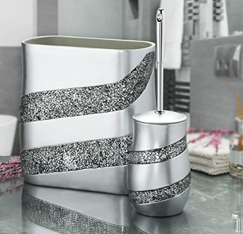 Elegant Silver Mosaic Toilet Brush Set Creative Scents