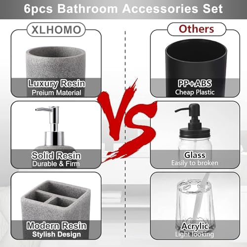 Gray Resin 6 Piece Bathroom Set