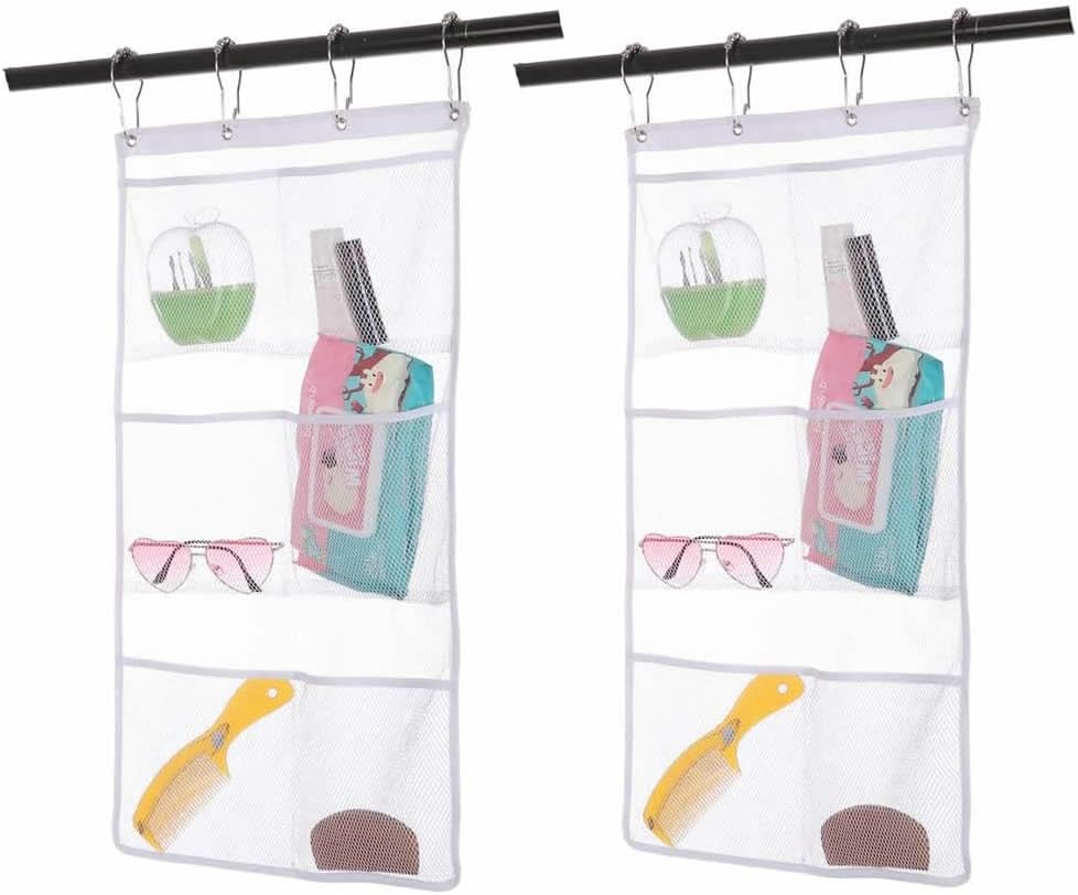 2-Piece Mesh Bathroom Caddy Organizer with 6 Pockets