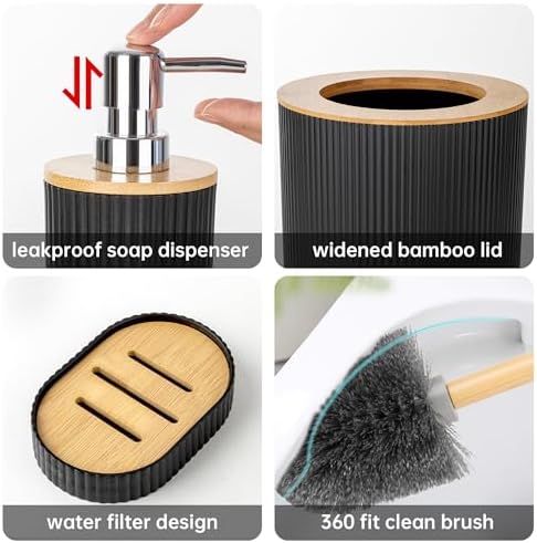 Fun Memories 6-Piece Black Bathroom Accessory Set
