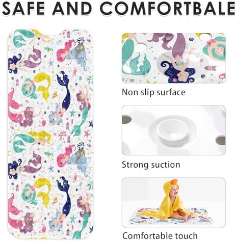 Culudea Cute Kids Sea Bathtub Mat Mermaid Nautical Non-Slip