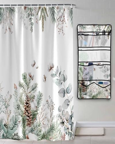 Zfuncing Shower Curtain Mesh Organizer with Hooks