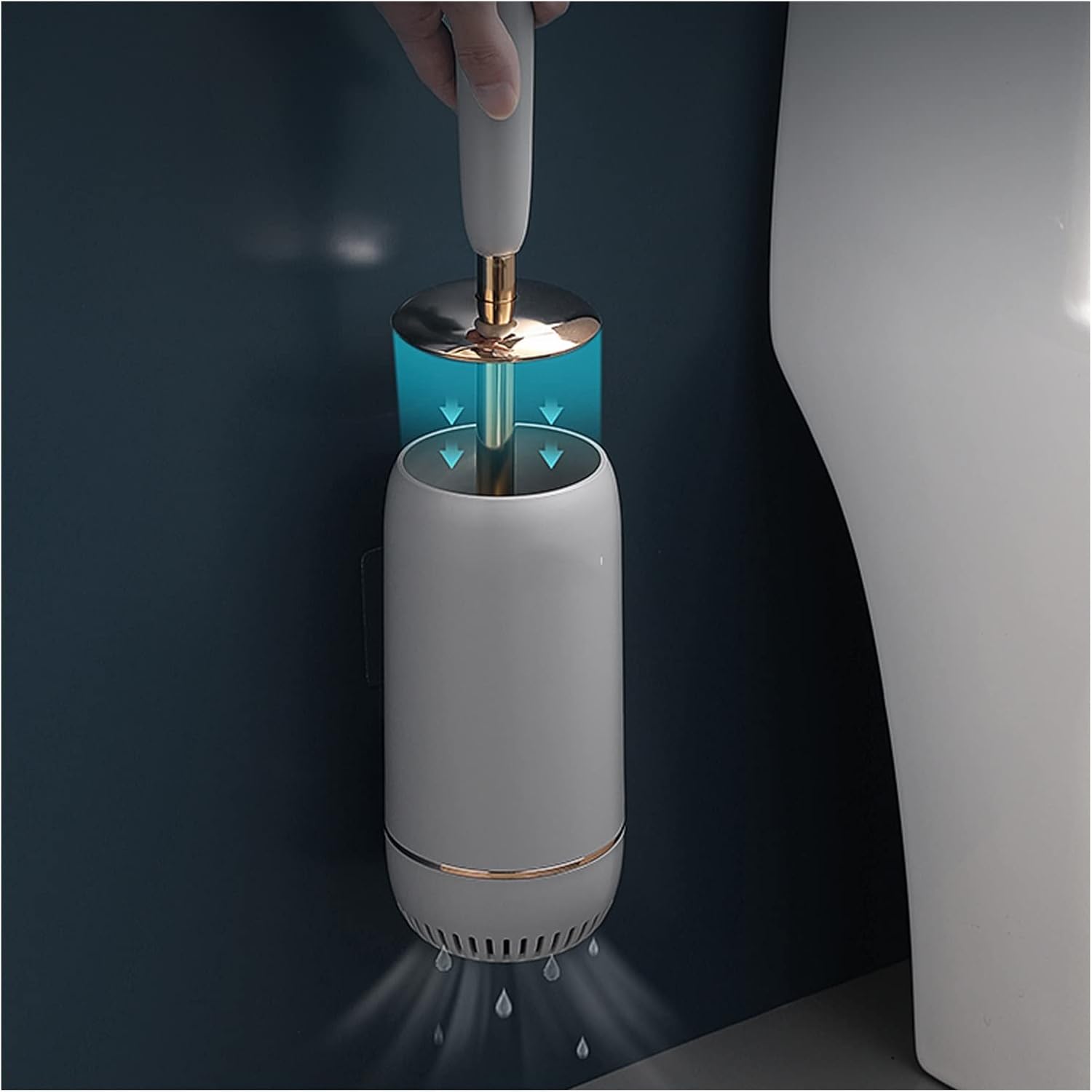 Wall-Mounted Toilet Brush with Gold Finish