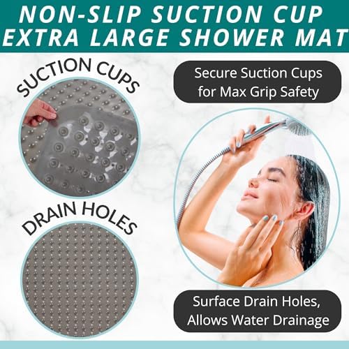 ENKOSI Extra Large Square Non Slip Shower Mat 31x31 Inch