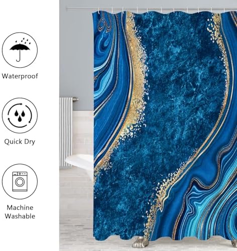 Gibelle 4 Pcs Luxury Marble Shower Curtain Set
