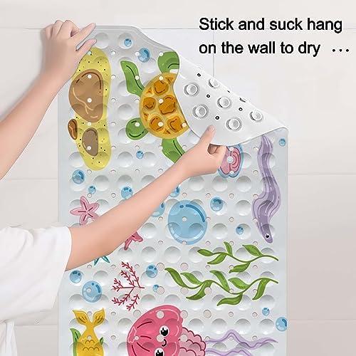 KINUUIS Cartoon Bathtub Mat for Kids 40x16 Inch Non Slip