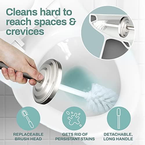 2 Pack Stainless Steel Toilet Brush and Holder Set