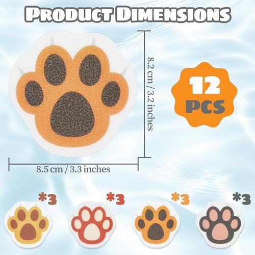 12PCS Cats Claw Non-Slip Bathtub Stickers