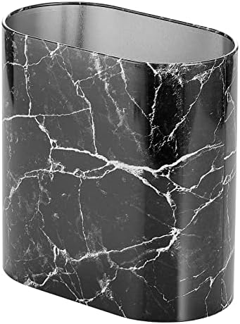 mDesign Metal Toilet Brush with Holder and Step Trash Can Set