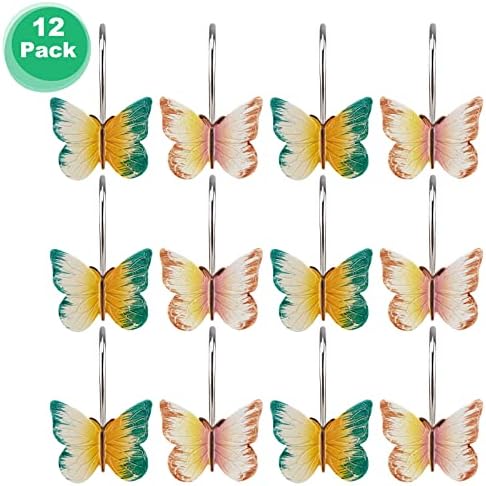 AGPTEK 12PCS Butterfly Decorative Resin Hooks for Shower Curtain