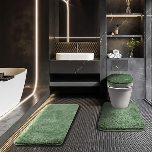 Luxury 4-Piece Bathroom Set with Waterproof shower curtain Soft Rugs