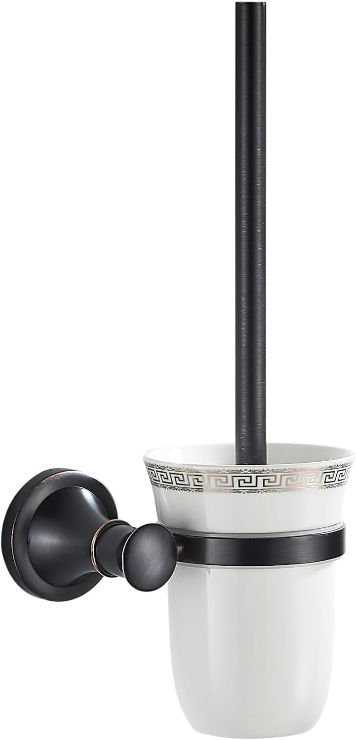 Black Oil Rubble Bronze Bathroom Toilet Brush Set