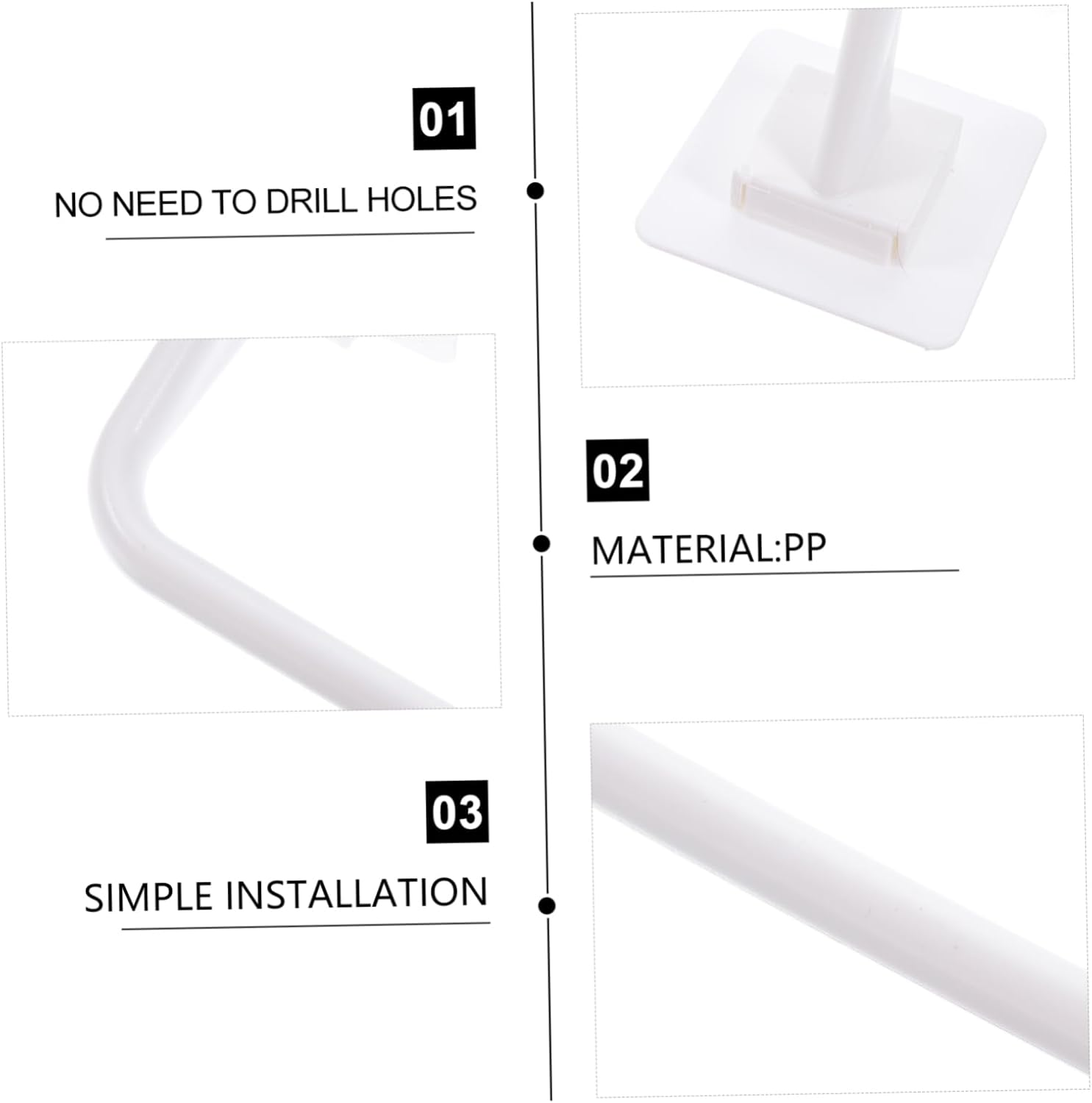 Zerodeko Adhesive Towel Holder - No Drilling Required Space-Saving for Bathroom Kitchen