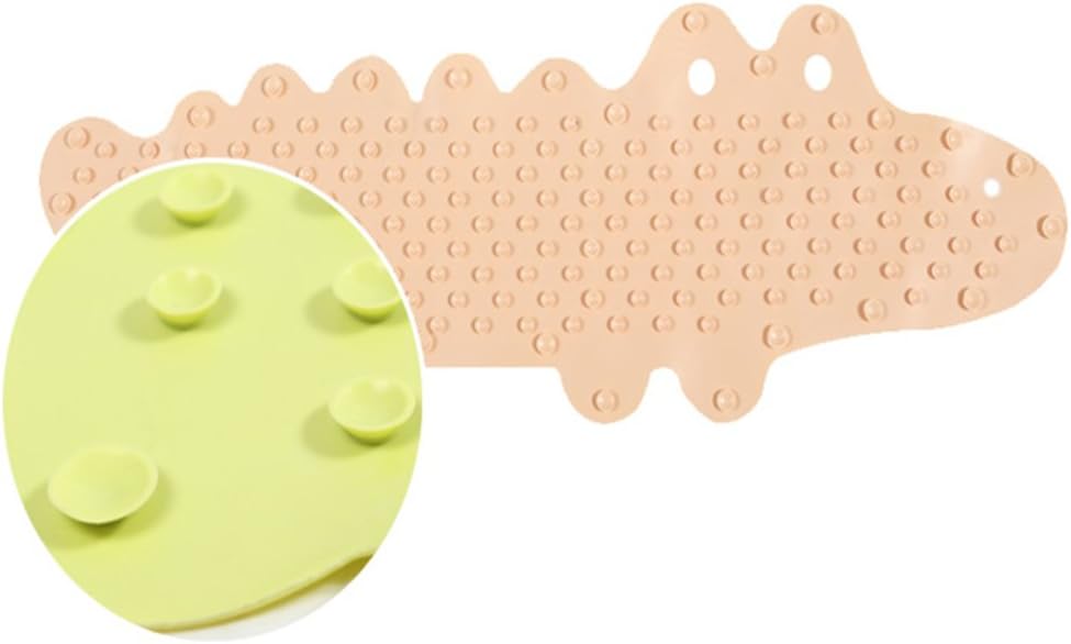 UKELER Non-Slip Baby Bath Mat with Massage Zones Green Crocodile 1