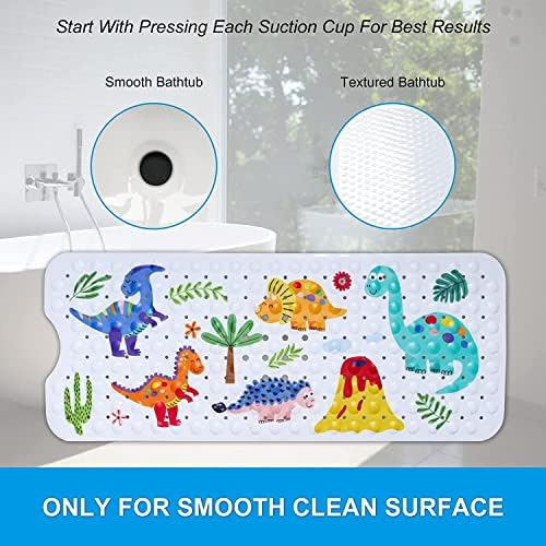 GDV Baby Bath Mat 40x16 Inch Non Slip Dinosaur