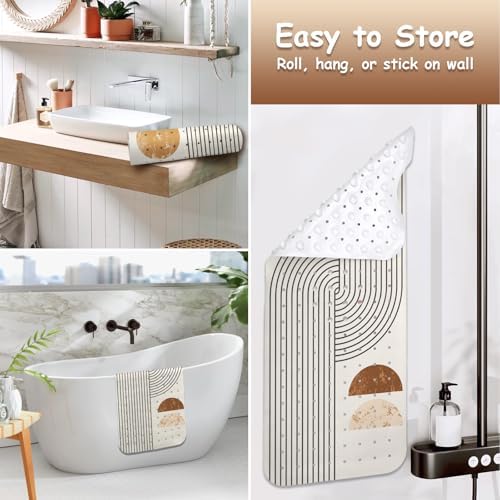 Non Slip Bath Mat with Suction Cups 40x16 Inch