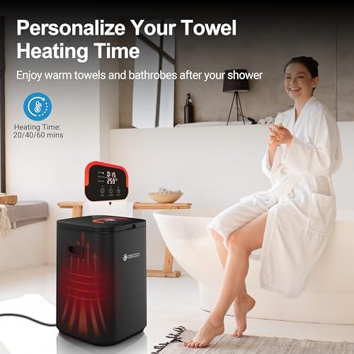 Big Towel Warmer ChildSafe 24H Delay Timer Black ABS LED Display