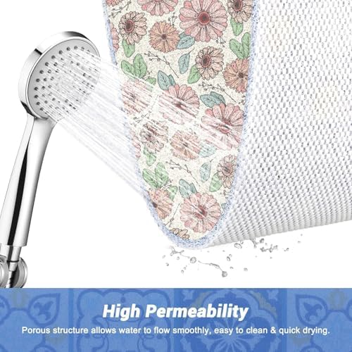 COKHDHSquare Non-Slip Flower Shower Mat 48x24