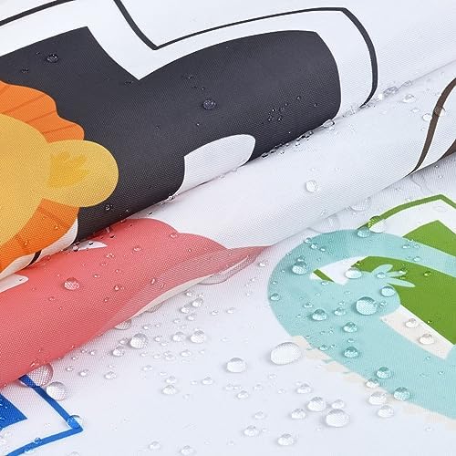 Ikfashoni 4Pcs Kids Animal Shower Curtain Set