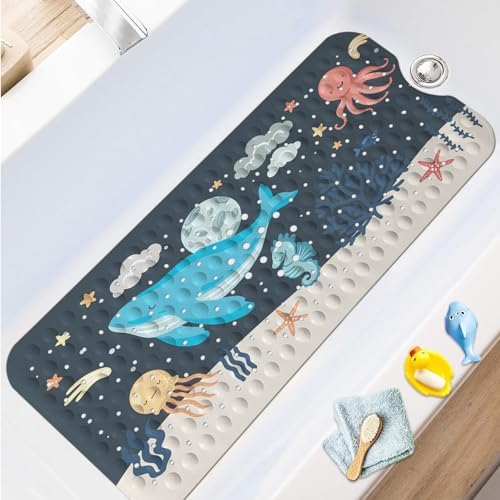 Lnond Baby Bath Mat Non Slip Cartoon Whale 40x16 Inch