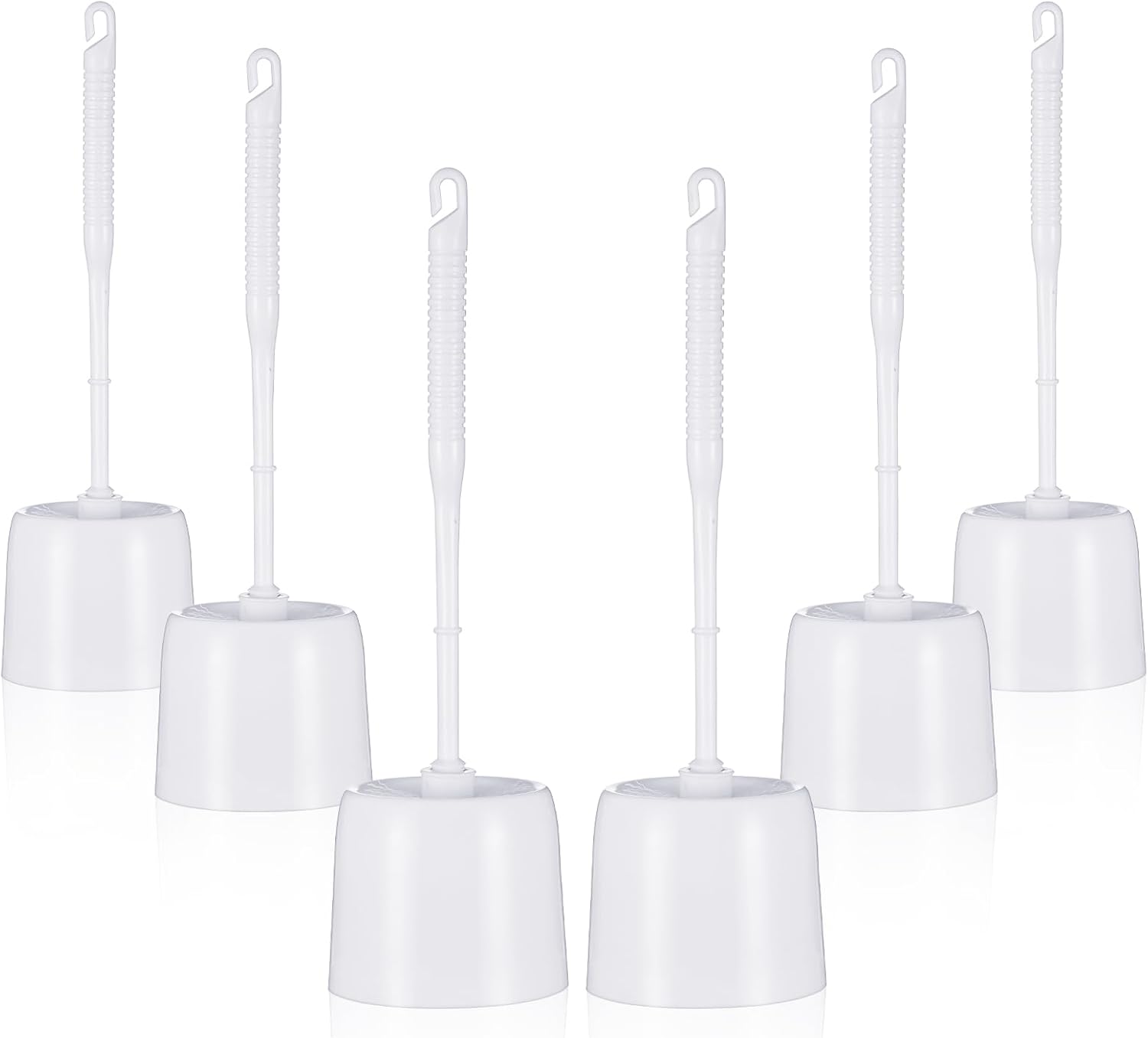 6 Set Classic Toilet Brush Set with Holder Compact Design 360 Deep Cleaning