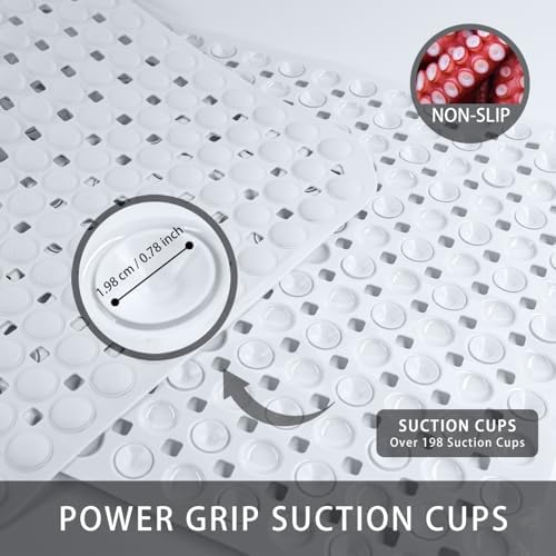 Extra Large Non-Slip Bathtub Mat with Suction Cups for ElderlyKids