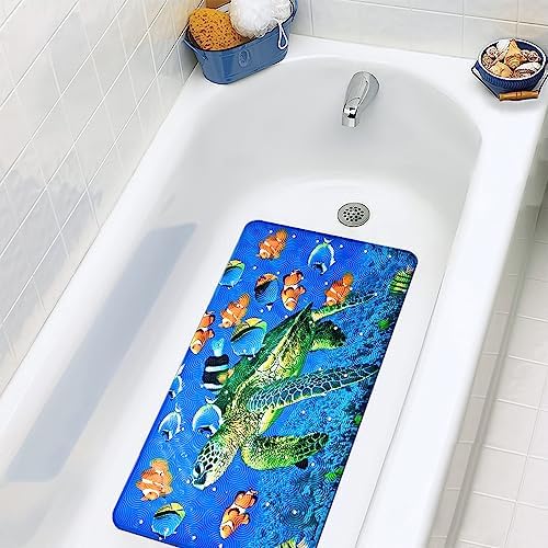 Yolife Sea Turtle Bath Mat Non-Slip PVC Suction Cup
