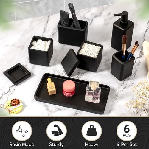 6 Pcs Matte Black Bathroom Accessory Set