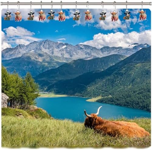 Cute Cow Metal Shower Curtain Hooks Set