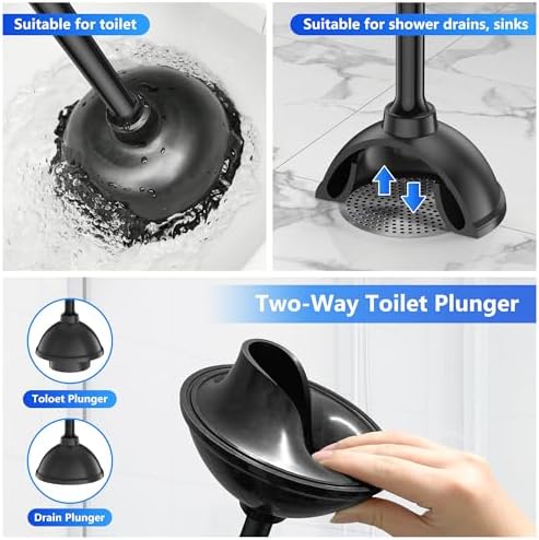 Toilet Plunger and Brush Set for Efficient 2-in-1 Cleaning