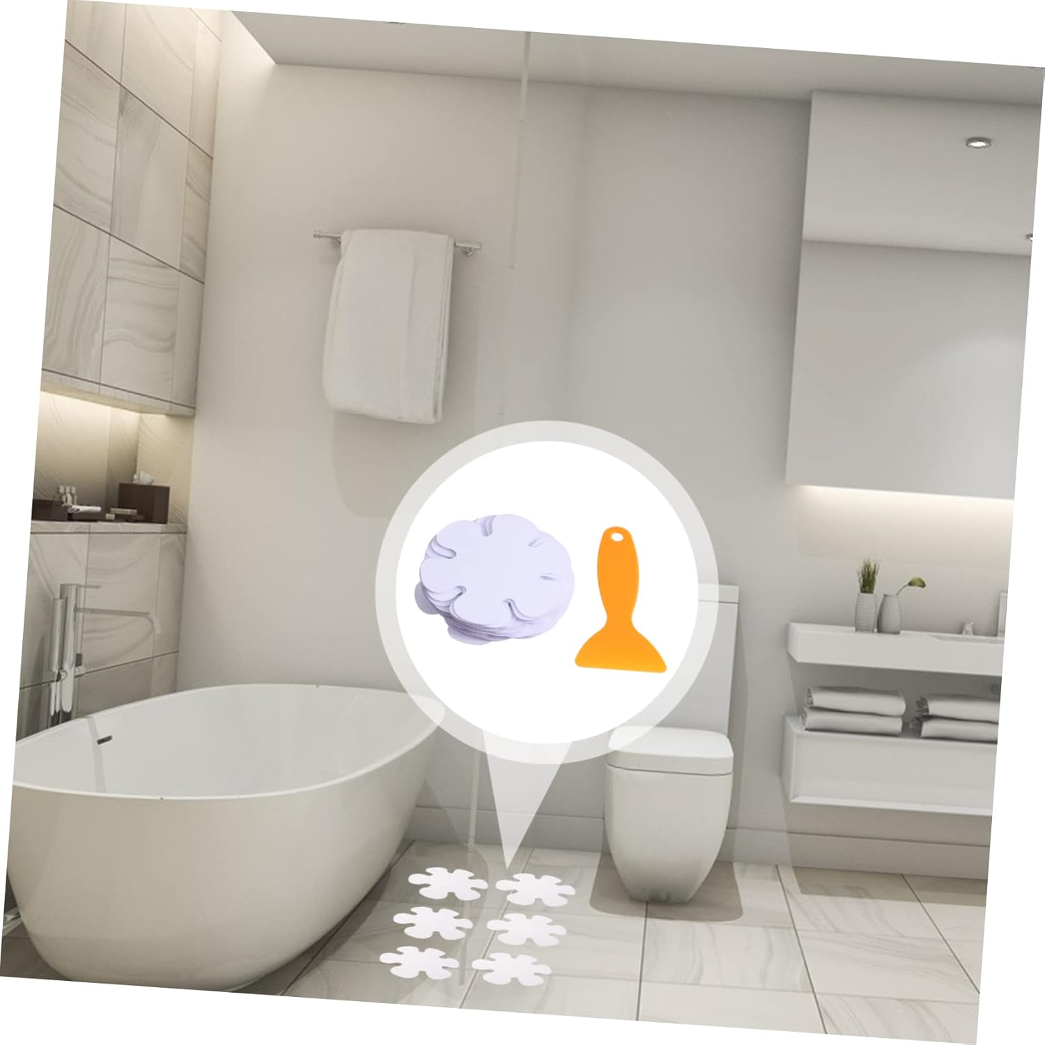 Wakauto 20Pcs Flower Shape Non-Slip Bath Safety Stickers