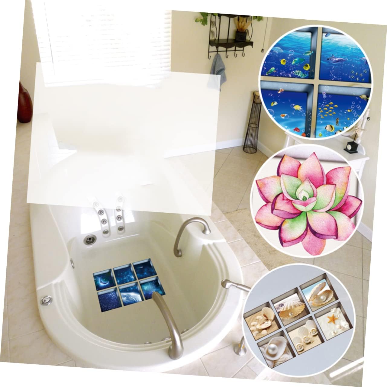Safe 3D Bathtub Stickers for Home Kitchen