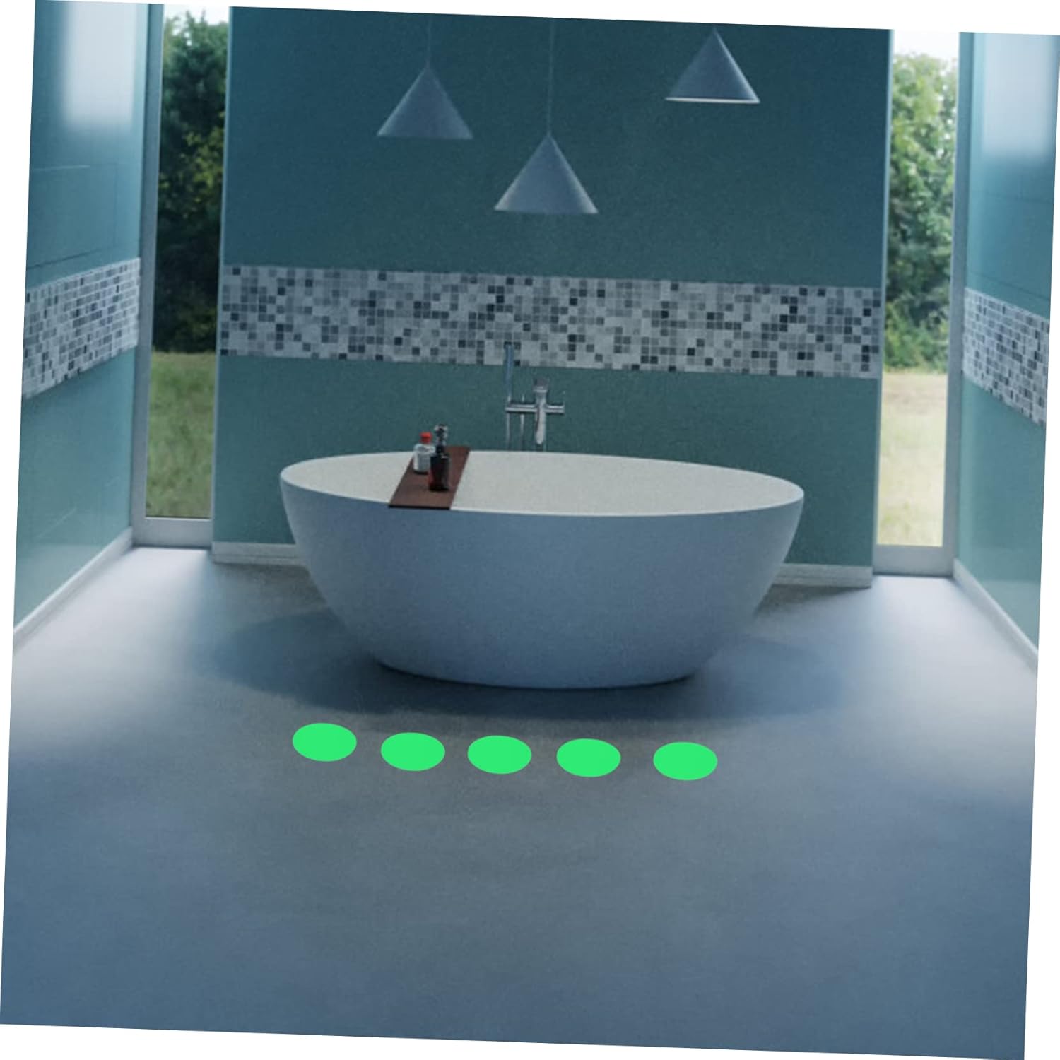 20-Piece Luminous Non-Slip Bathroom Tiles with Adhesive for Safe Use