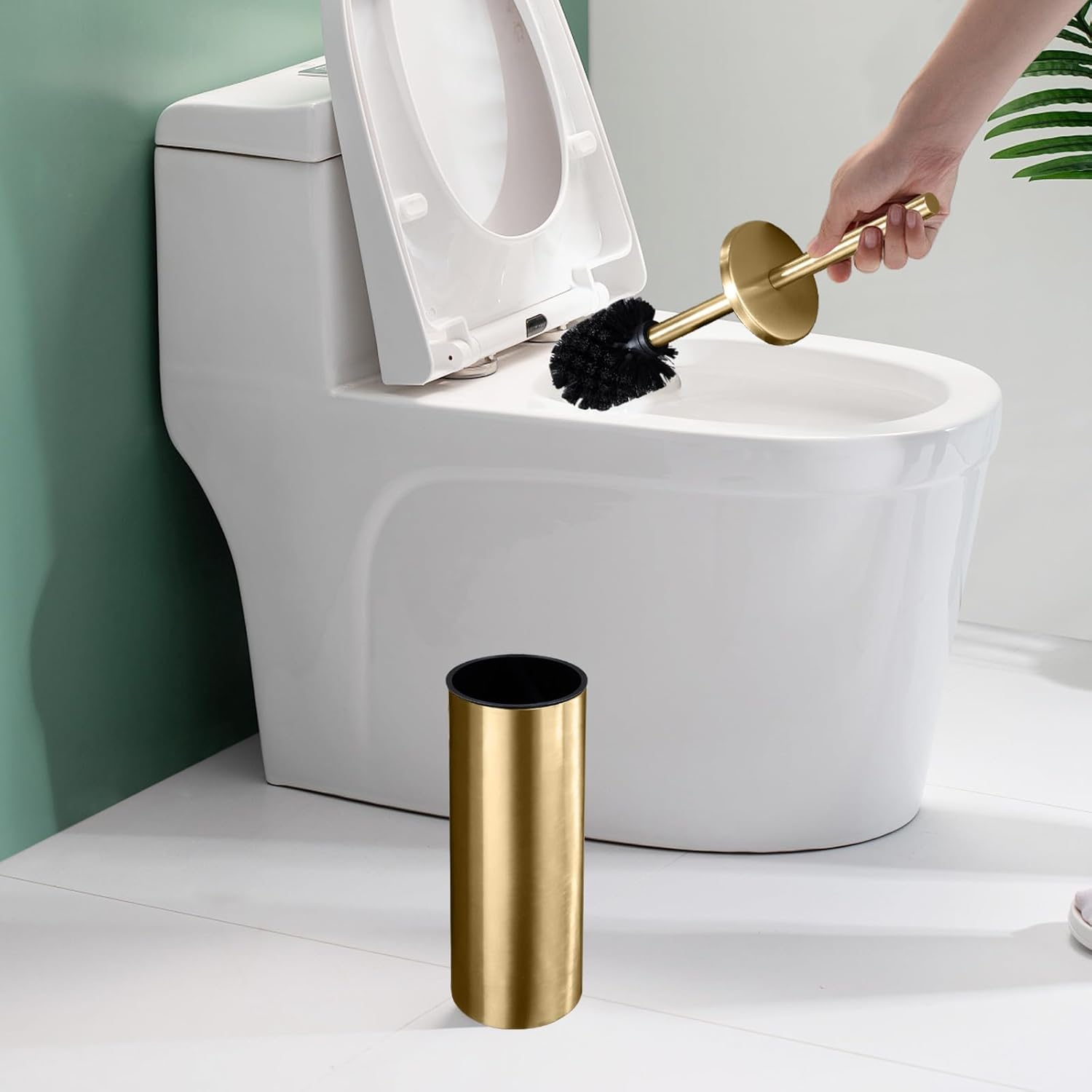 Sturdy Gold Toilet Brush Set