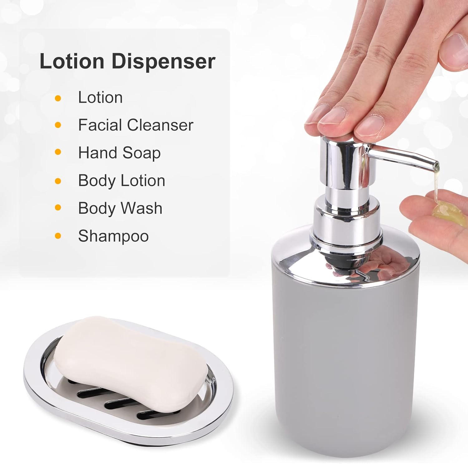 8-Piece Bathroom Accessory Set with Labels Gray