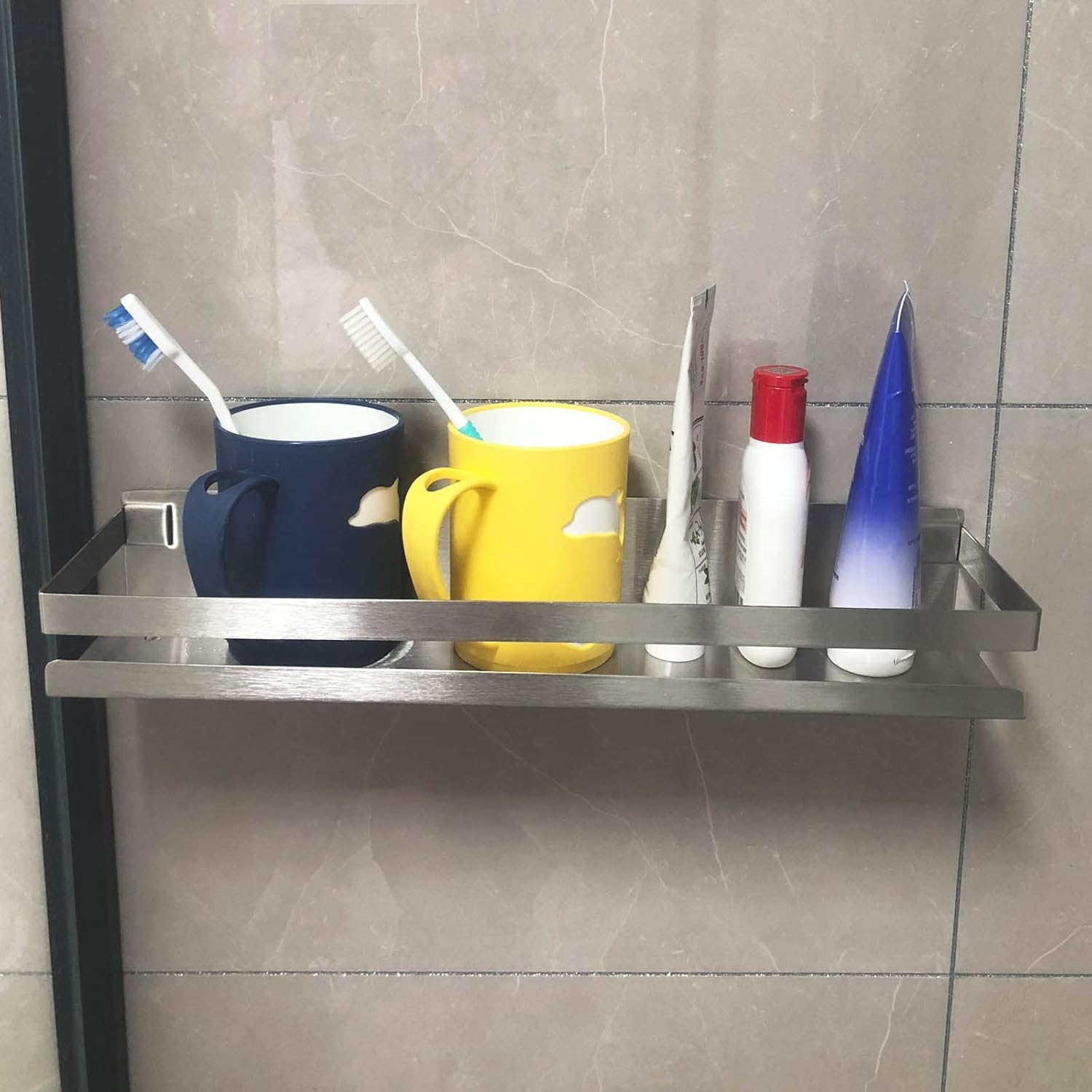 Stainless Steel Shower Caddy with Guard Rail 157 Inch Silver