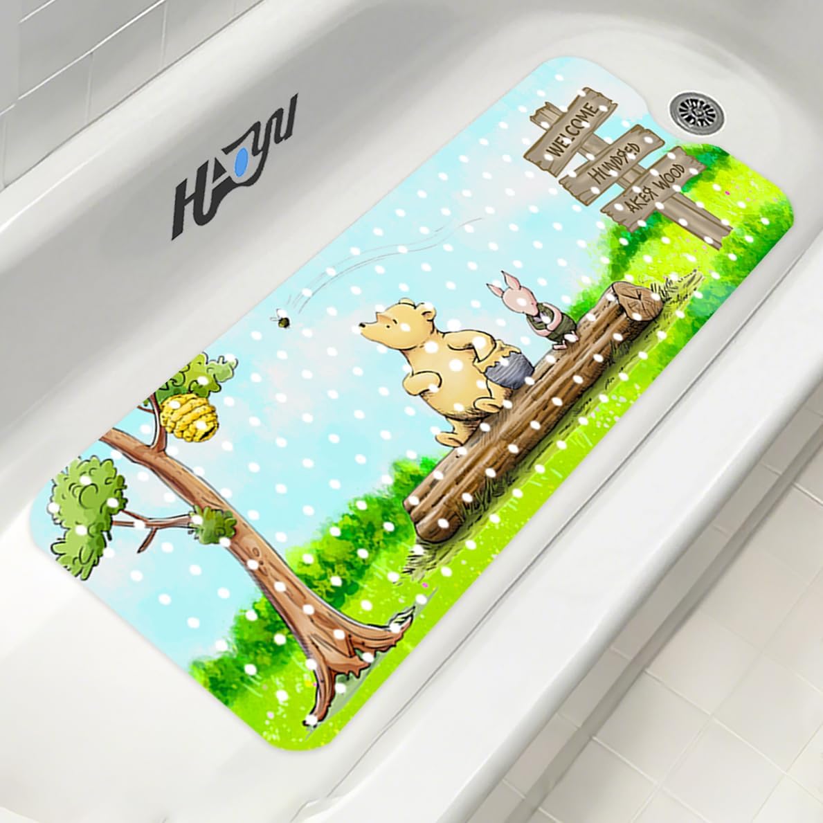 Baby Bath Mat Winnie Cartoon Kids Bathtub Mat Non Slip 40x16 Inch